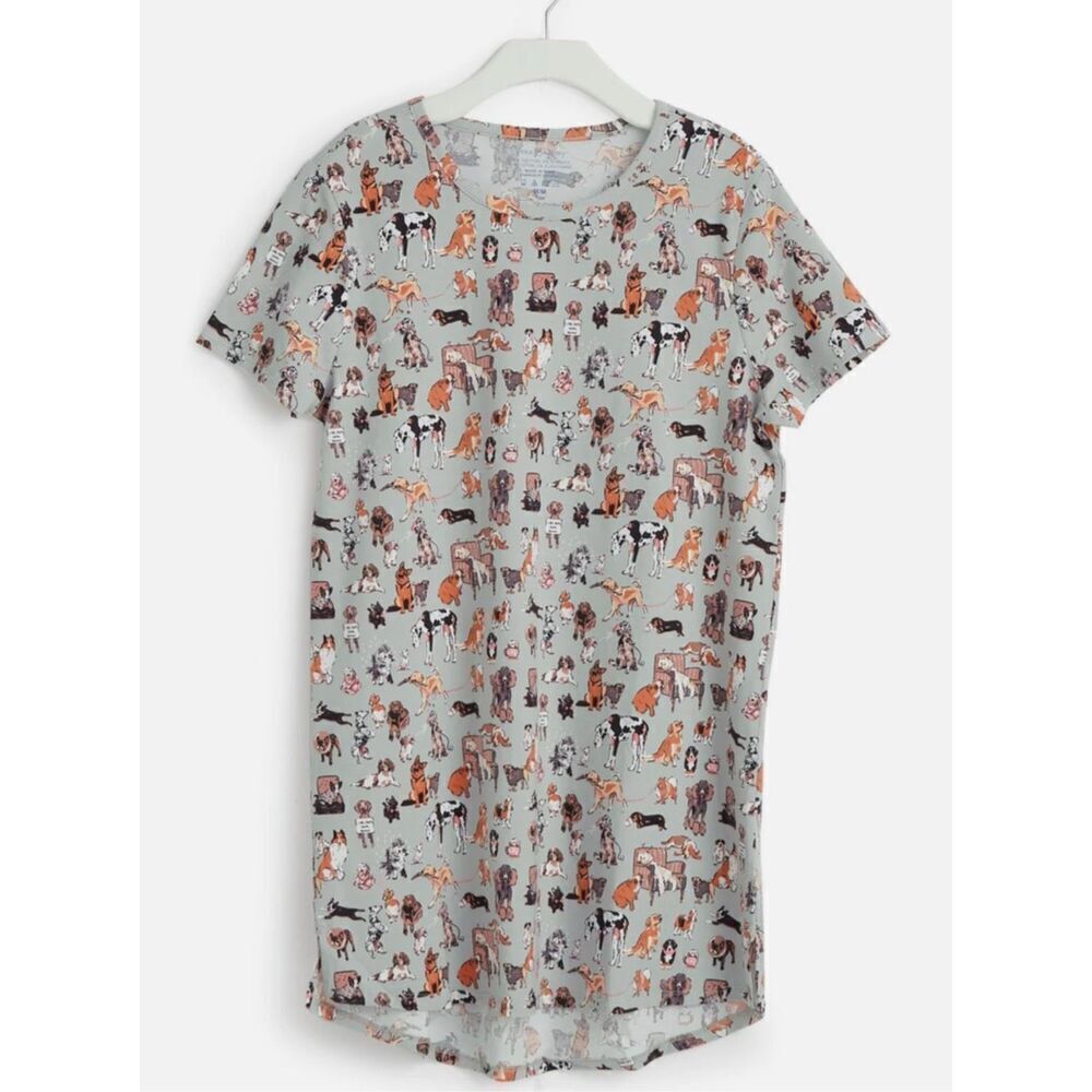 Vera bradley dog show nightgown night shirt gray size medium